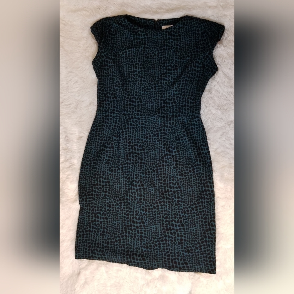 Calvin Klein size 12 teal and black dress
